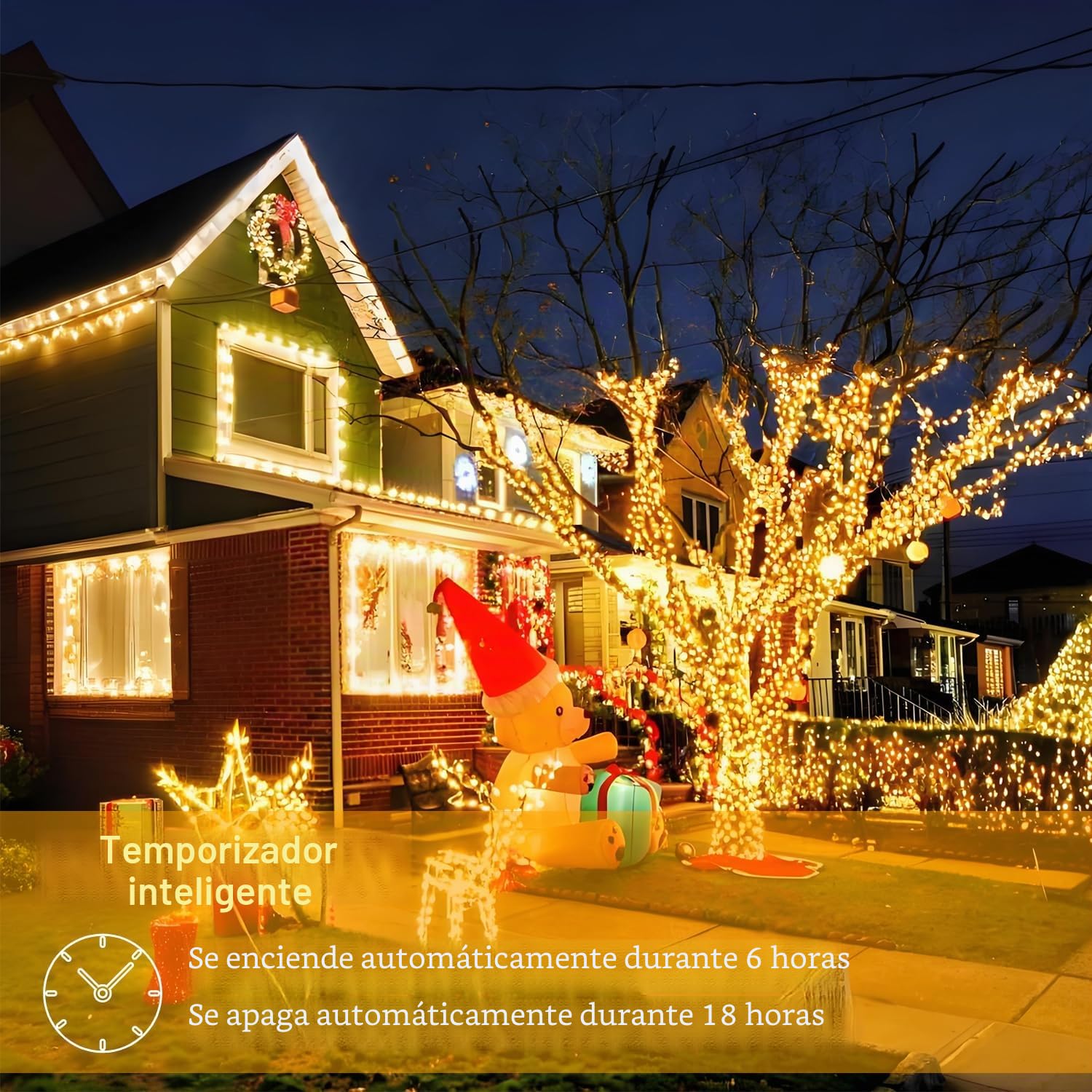 Guirnalda Luces Exterior Interior,80m 800 LED Luces Navidad con Control Remoto,8 Modos,Impermeable Guirnalda Luminosas Decoracion,para Navidad,Fiestas,Jardín,Decoración de Boda,Blanco Cálido