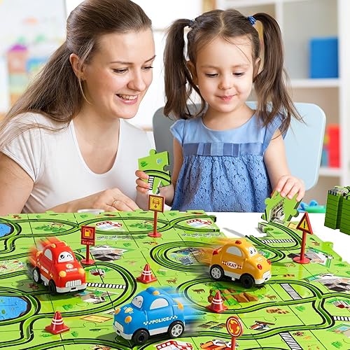 Miniatura 3 de Juego de 64 piezas de coches de pista de rompecabezas para niños y niños, juguetes para niños pequeños, regalos para niños de 3, 4, 5 y 6 años, para