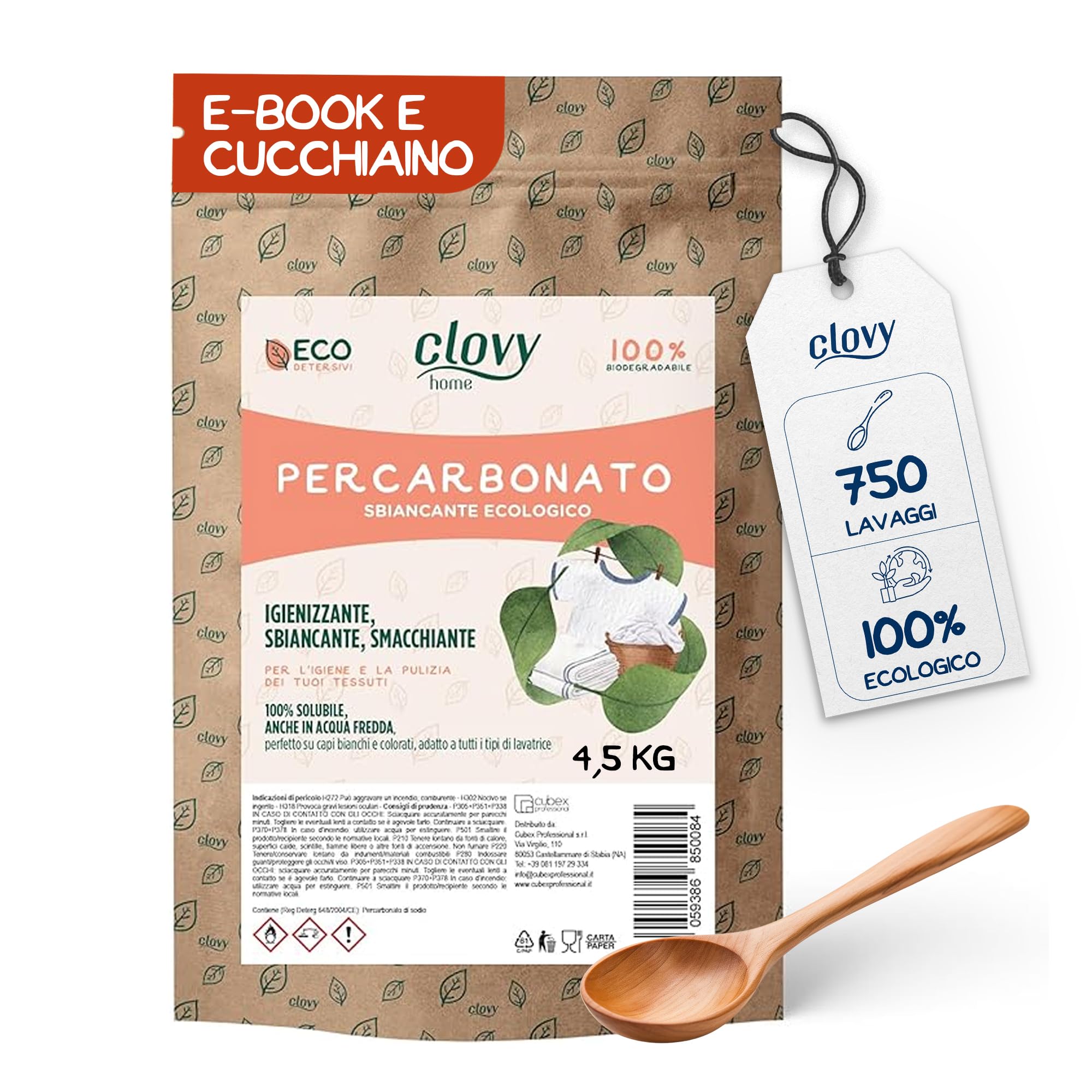 Percarbonato Di Sodio Puro 100% 4,5 Kg | Percarbonato Di Sodio Sbiancante Per Bucato E Lavatrice | Percarbonato Puro In Polvere | Sacco In Kraft Riciclabile | Made For Eco Cleaning