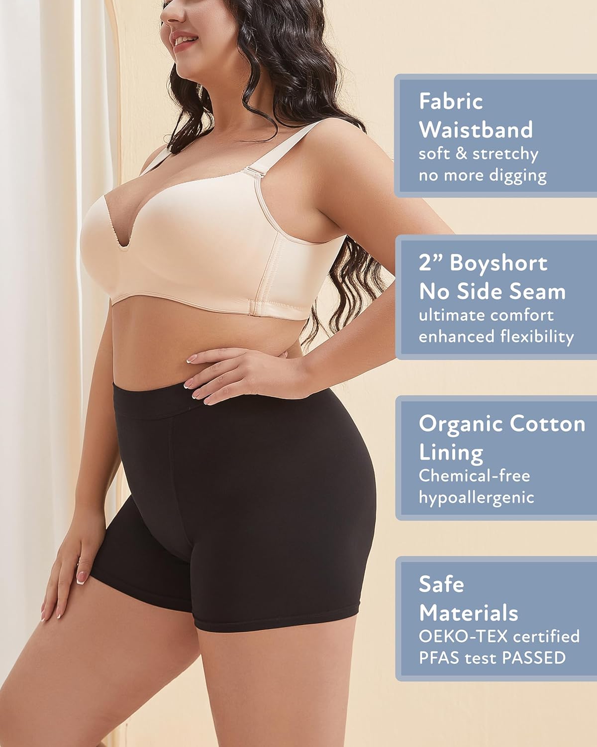 Goat Union 2" Period Underwear Boxer Briefs Boy-shorts, Organic Cotton Lining, Hi-Waisted & Heavy Flow - Image 3