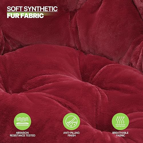 Miniatura 5 de Magshion Silla redonda plegable de gran tamaño con platillo de luna para adultos, silla grande y acogedora para dormitorio, color burdeos