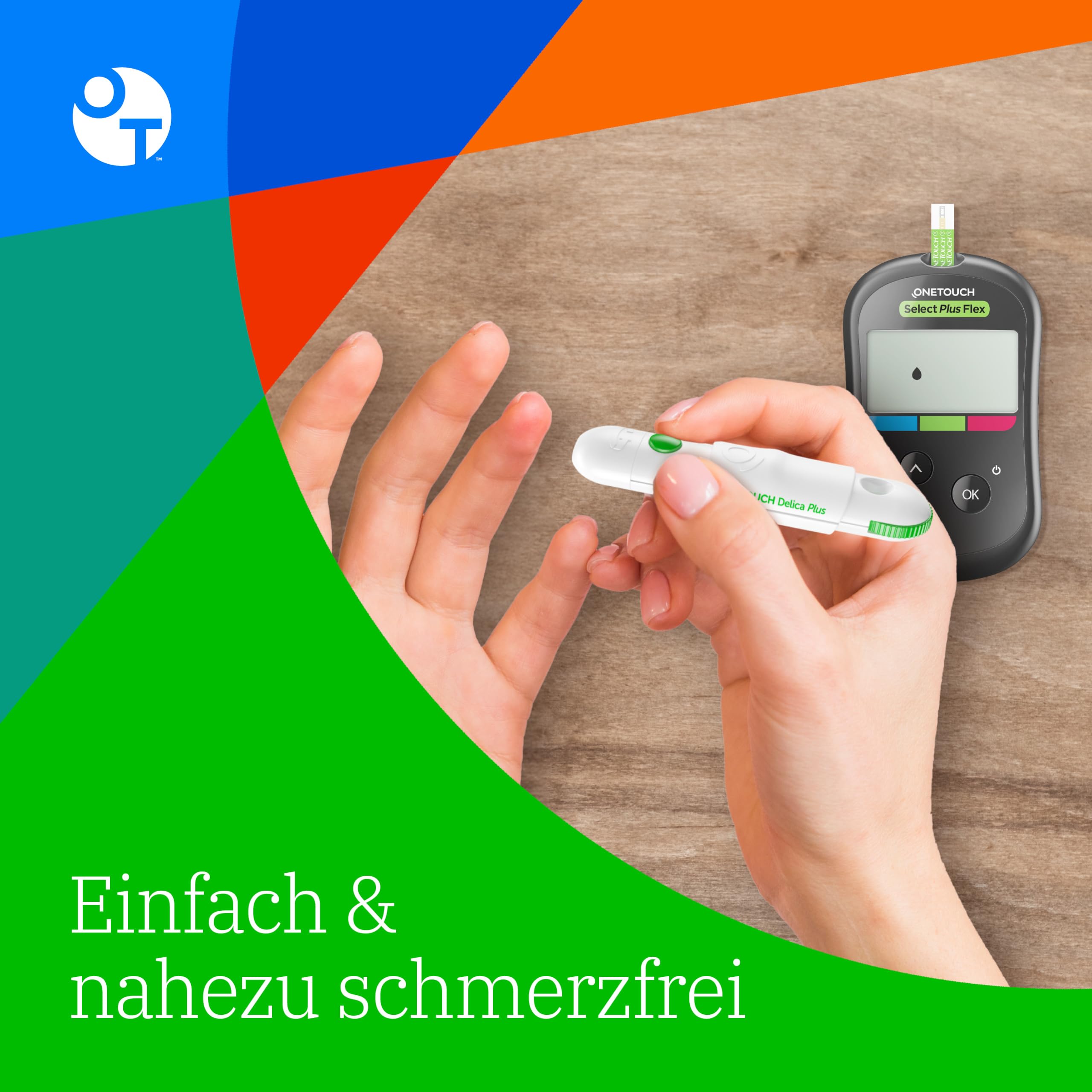 OneTouch Select Plus Flex® Blutzuckermessgerät (mg/dL) | 1 Messgerät, 10 Teststreifen, 1 Stechhilfe, 10 Lanzetten & 1 Etui