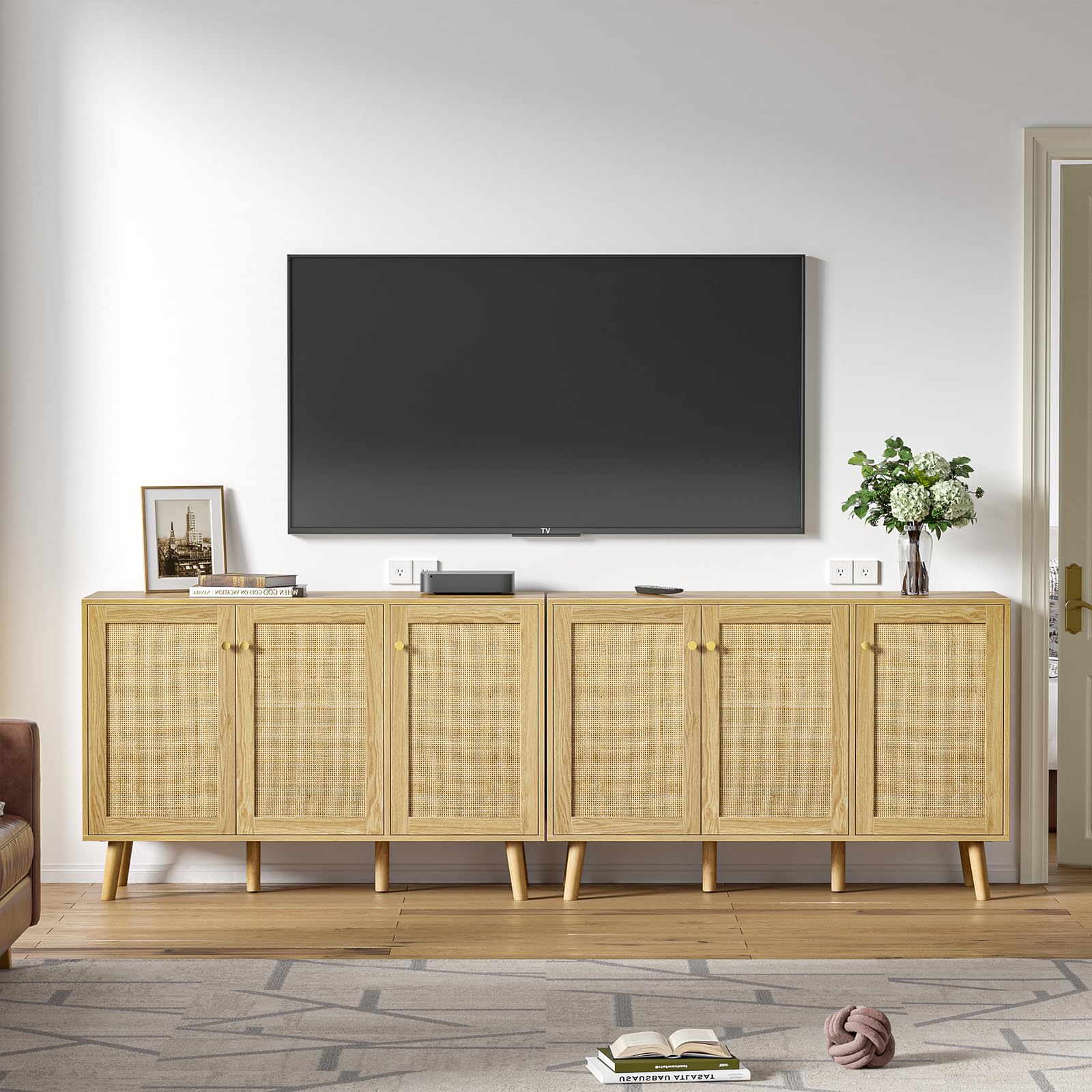 Aparador Buffet 3 Puertas Aparador para Salón Moderno con Estantes Ajustables, Armario de Almacenamiento para Comedor Entrada Mueble para TV 120x40x82 cm para Cocina, Entrada, Dormitorio