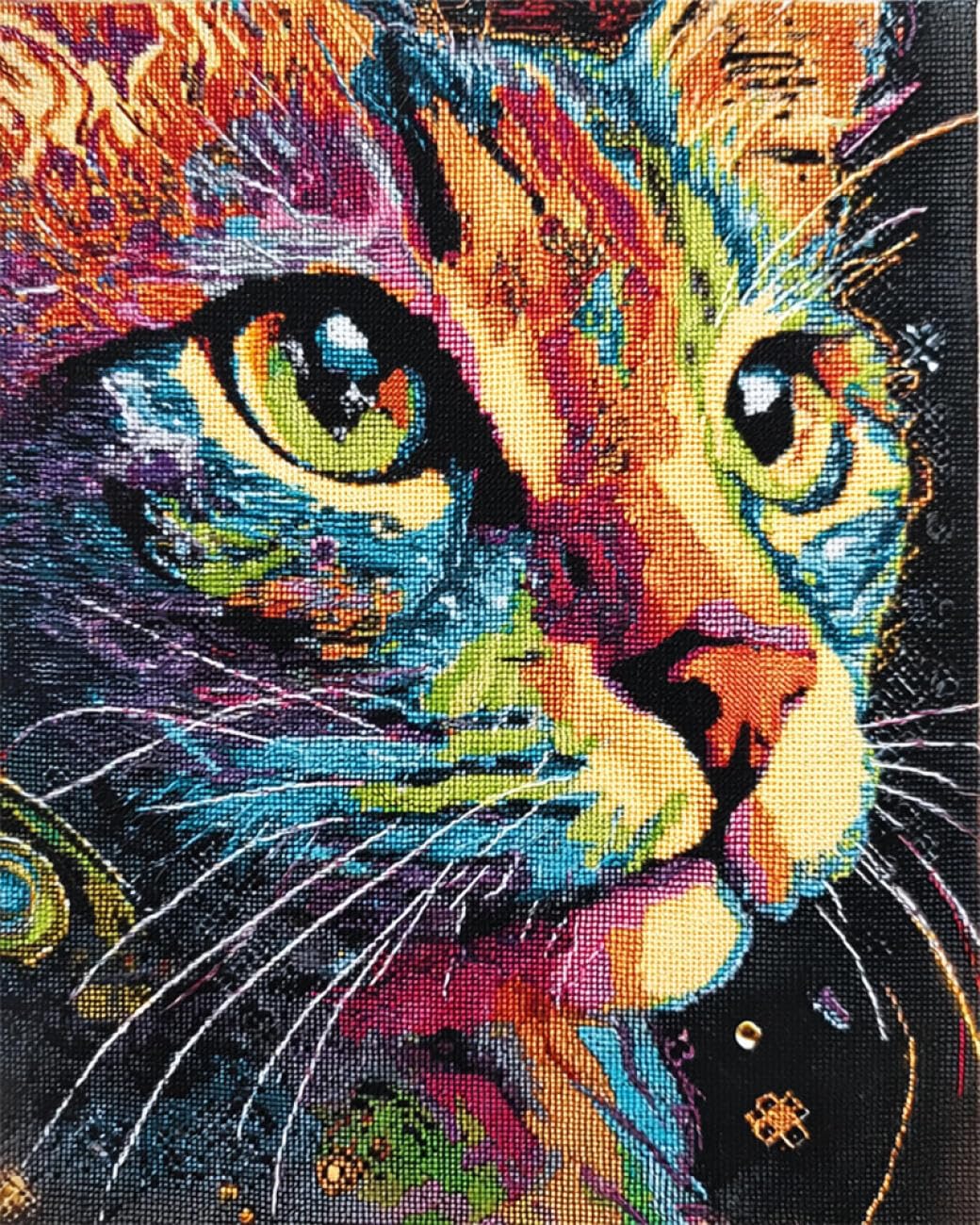 AYAOYANGGO Animal DIY Bead Embroidery Set Doodle Cat Bead Embroidery Kit for Adults Needlepoint Tapestry Set Beaded Stitching 40x50cm