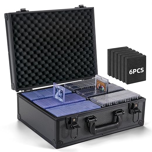 Trading Card Storage Box for 3" X 4" 35pt Toploaders 600+, Sturdy Secure Large Capacity Hard Case with 6 Foam Stoppers, Fits Toploader Magnetic Holders MTG Baseball Sports Card Storage Box Case