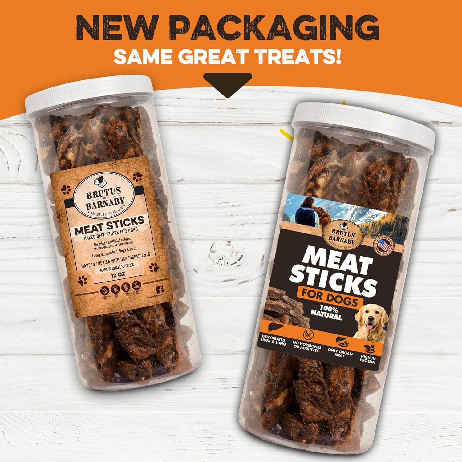 BRUTUS & BARNABY Dehydrated Lung Dog & Cat Treats, 28oz – USA Organ Meat Stick (Beef & Turkey Lung, Liver), High Protein Pet Snack