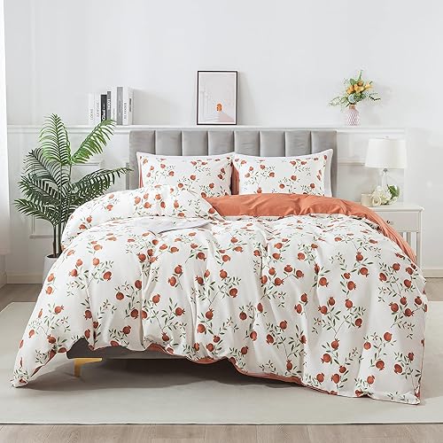 Miniatura 107 de HoneiLife - Juego de funda de edredón floral 100% algodón, 3 piezas, botánica, ropa de cama con cierre de cremallera y lazos en las esquinas