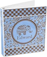 Vista 4 de Carpeta personalizada de 3 anillos Gingham & Elephants - 1 pulgada