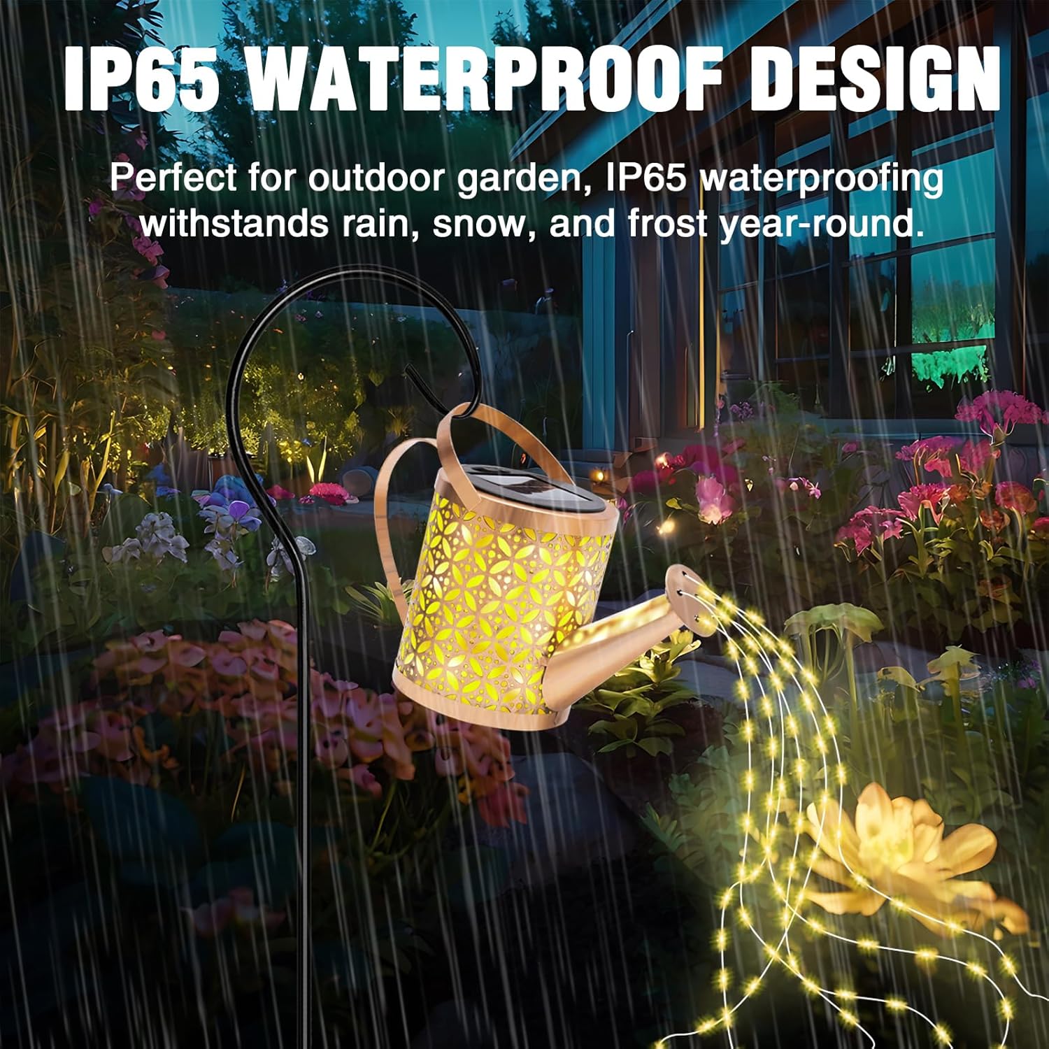 Lysliv Watering Can Solar Lights Outdoor Garden, LED Solar String Lights Waterproof Retro Metal Water Can Hanging Lantern with Bracket Warm White Gardening Décor for Patio Yard Pathway Gifts for Women 4