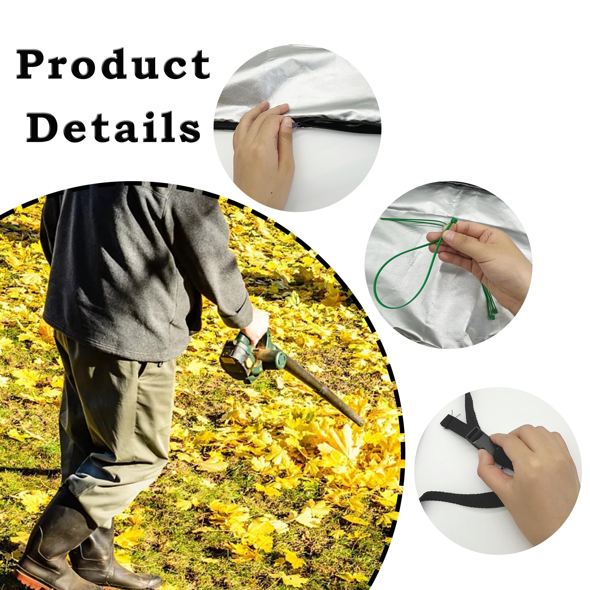 Sac Collecteur Pour Souffleur à Feuilles 60x44x35 Cm - Tissu Oxford, Zip De Vidage, Compatible Plupart Modèles