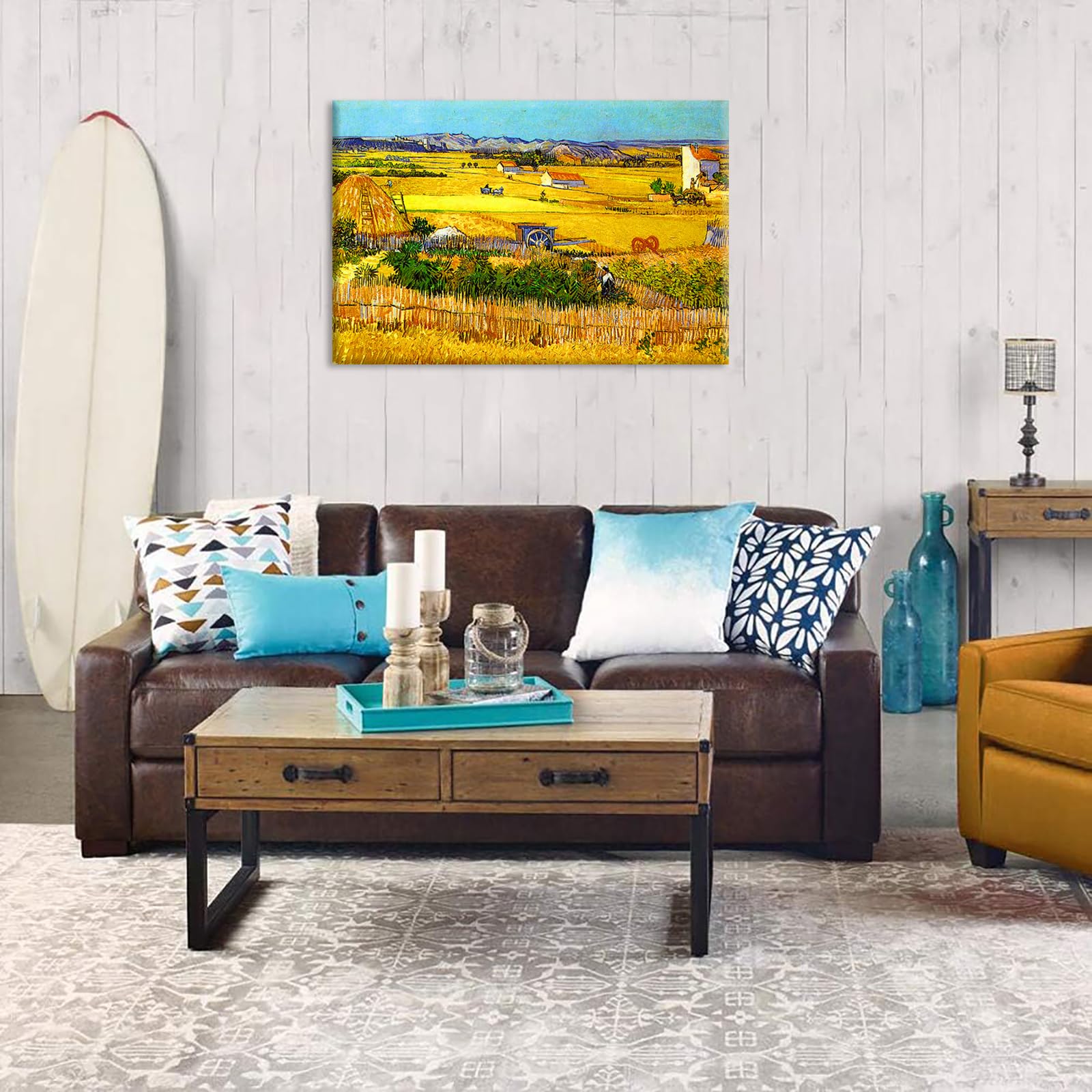 ゴッホ模写 油絵 クロー平野の収穫 額縁付き 30×40cm 名画インテリア Amazon.co.jp: ゴッホ『ラ・クローの収穫』オフセット印刷 風景