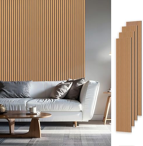 Miniatura 31 de Paneles acústicos de listones de madera, 94.5 x 12.6 pulgadas, cada panel de pared de listones de madera, color nogal, paquete de 4 Nuez,Negro