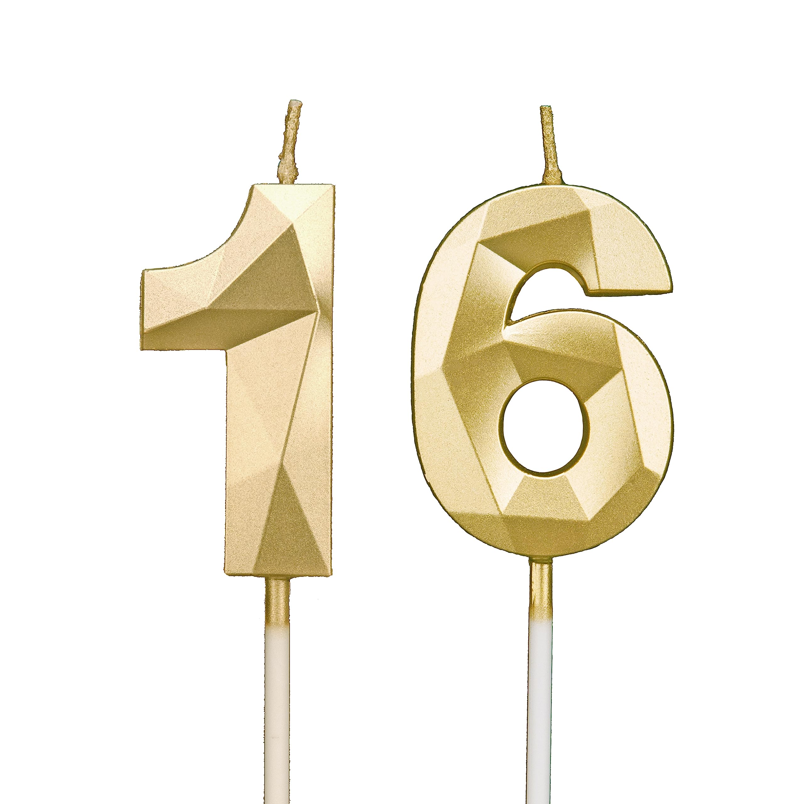 Dtxlx Men's Gold 16Th Birthday Candles, Number Candles Birthday Decoration, Happy Birthday Cake Toppers, For Birthday Parties Weddings Company Anniversaries (, 16)