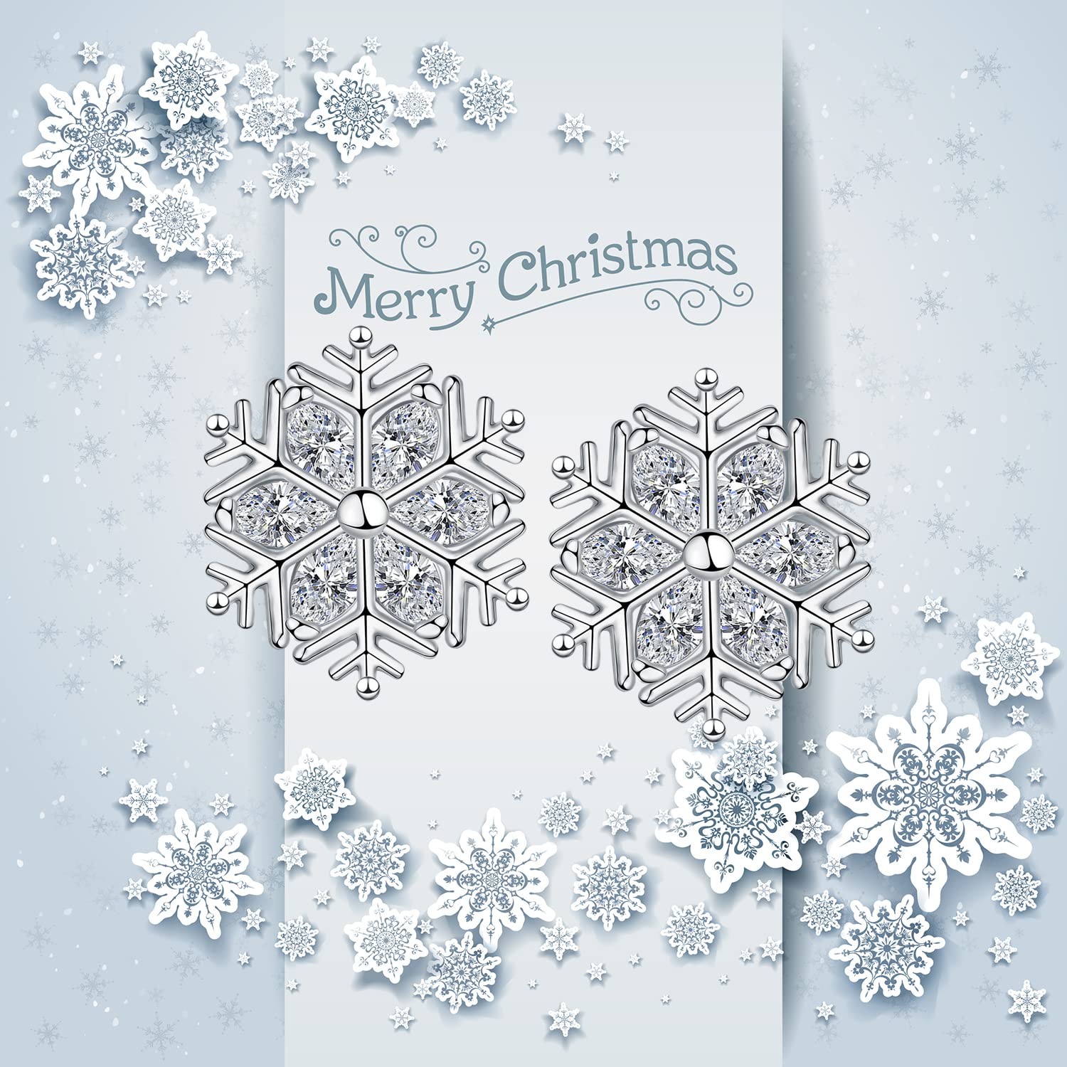 Hifeeled Orecchini Fiocco di Neve Donna Argento 925 con Zirconia Natale Invernale Gioielli Donna Regalo Originale