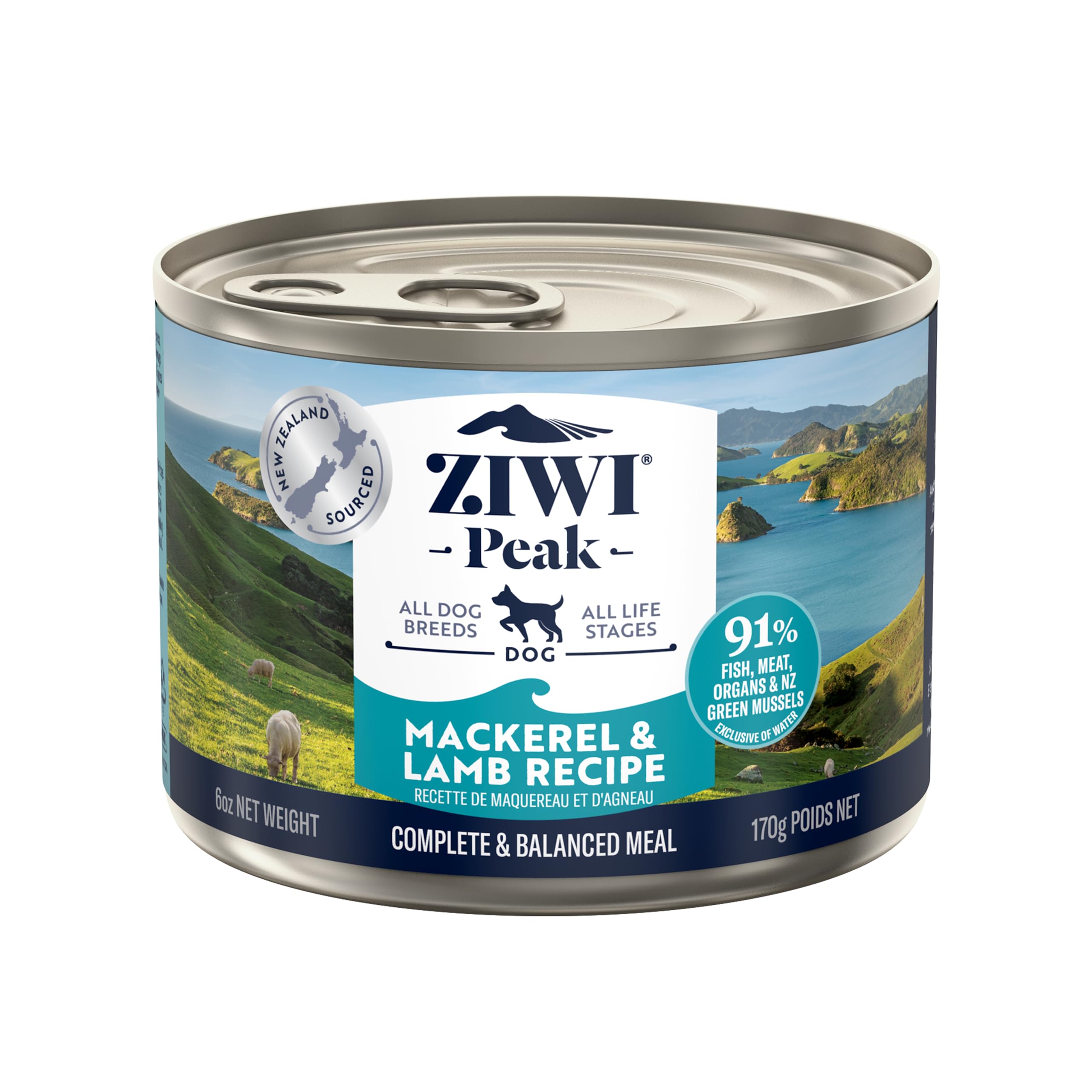 ZiwiPeak Dog Canned Food Mackeral & Lamb 12x170g