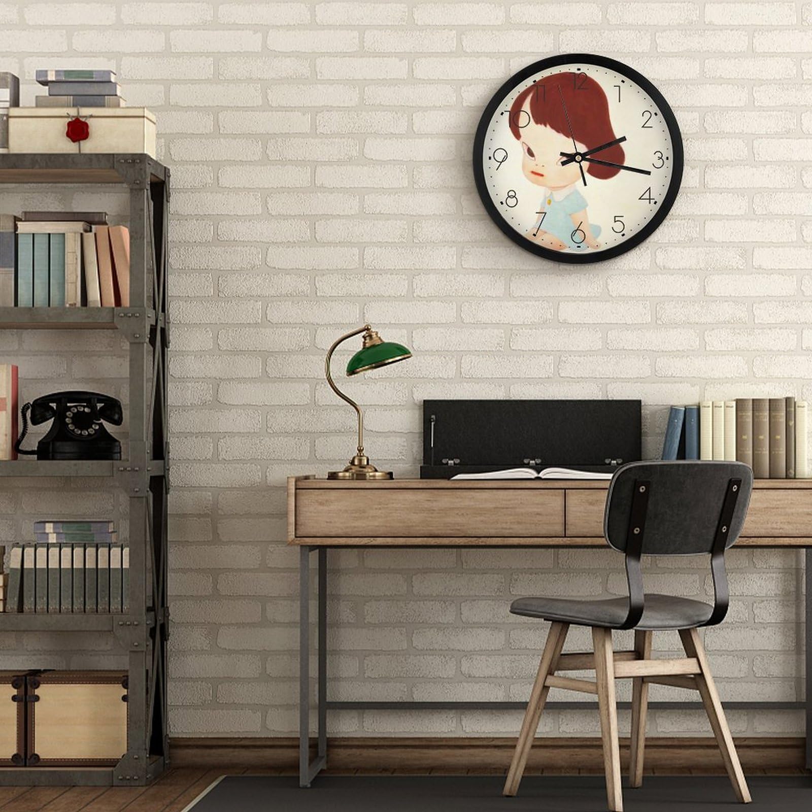 Amazon.co.jp: なら よしとも 奈良美智 掛け時計 電波時計 夜間秒針