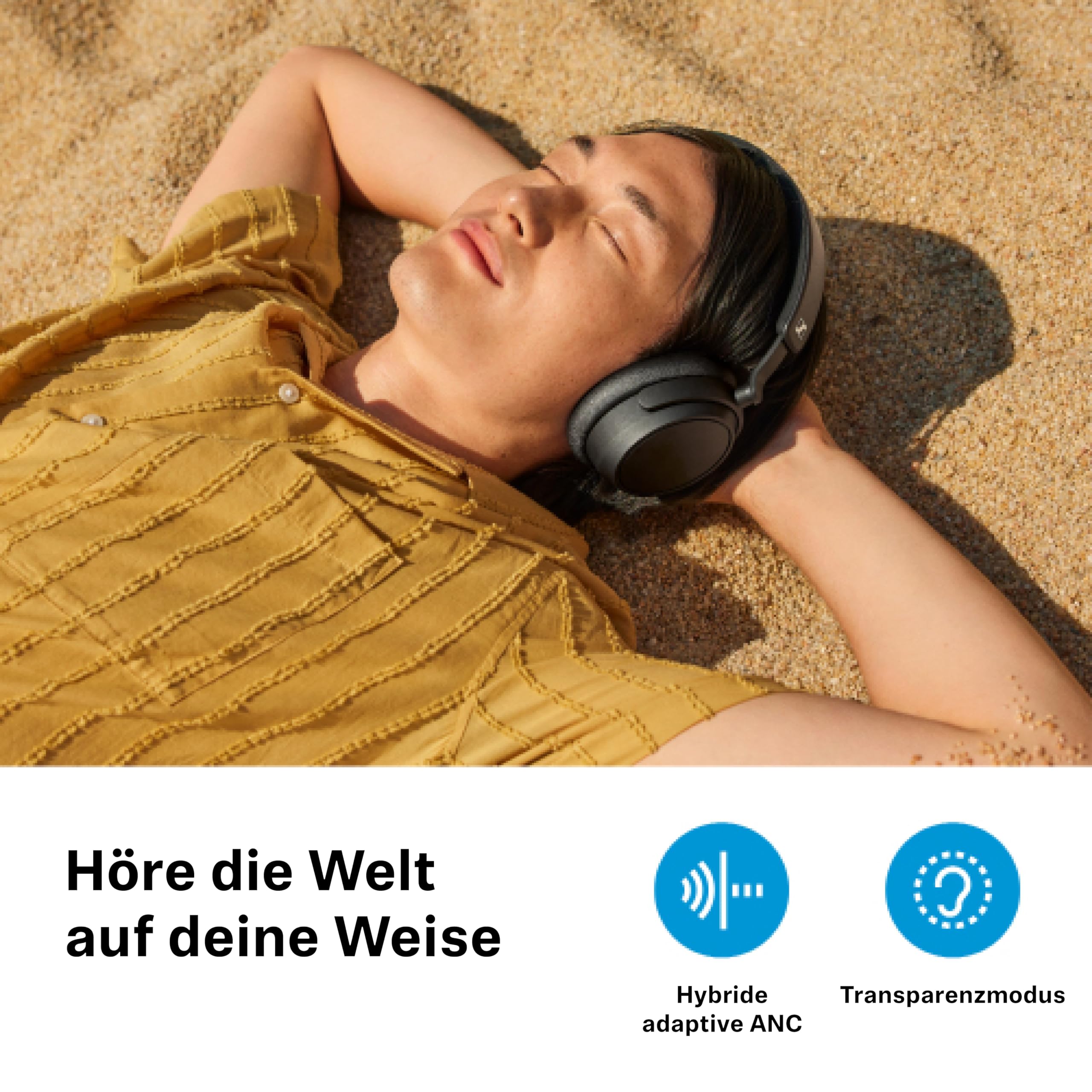 Sennheiser ACCENTUM Plus Wireless Noise Cancelling Headphones - Quick-Charge-Funktion, 50 Std. Akkulaufzeit, adaptives Hybrid-ANC, kabellose Bluetooth Over-Ear Kopfhörer für Reisen, Schule, schwarz