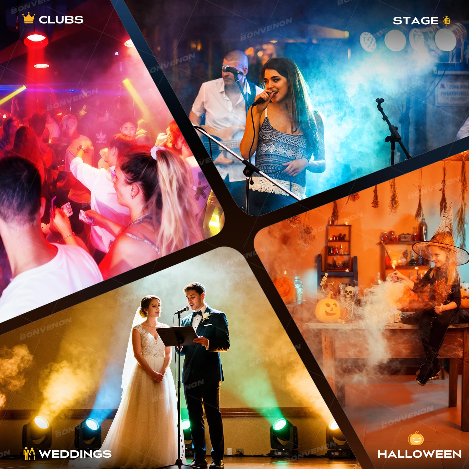 Fog Machine, 1200 W Fogger programmierbar mit DMX und Fernbedienung, 5 l Tankinhalt, und Nebelmaschine ist geräuschärmer für DJ Disco Party Hochzeit Halloween Weihnachten