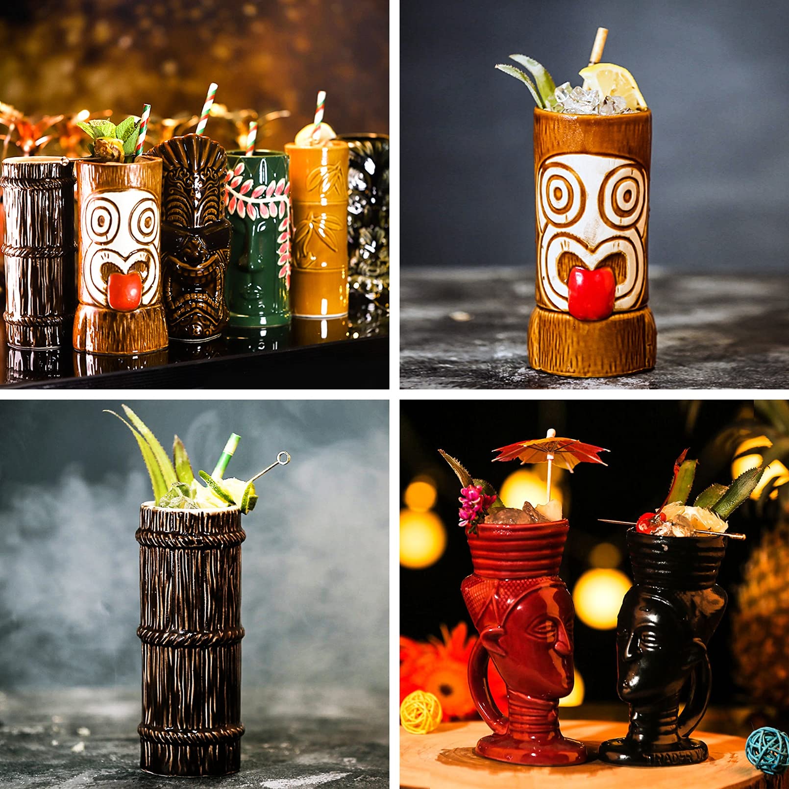Cocktailgläser - Hawaii Deko - Bar Zubehör - Cocktail Gläser - Cocktail set - Cocktail Deko - Cocktail Zubehör - Cocktailgläser set - Tiki Gläser hawaiianische Tiki-Tasse,Q7