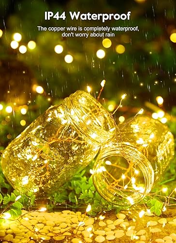 Miniatura 3 de Guirnalda de luces USB enchufables, guirnalda de luces parpadeantes para exteriores con control remoto y temporizador, 10 pies, 200 luces LED