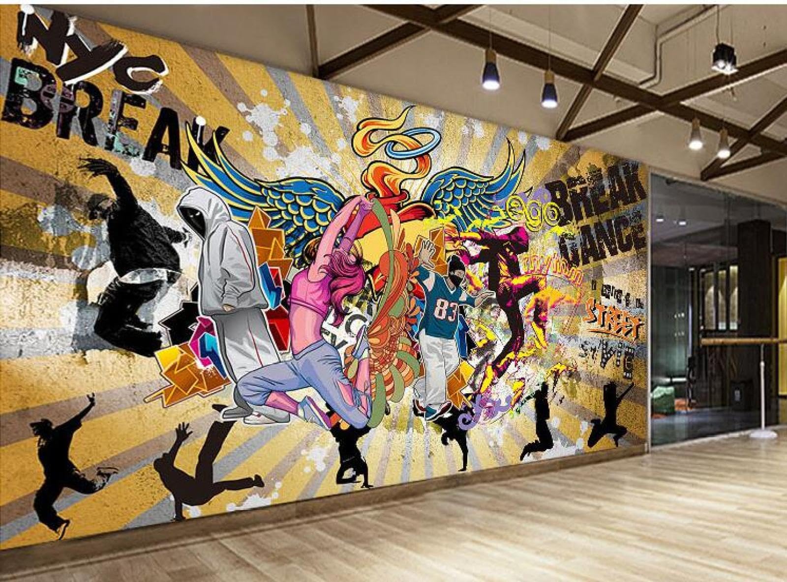Carta Da Parati A Tema Tendenza Hip-Hop Hip-Hop Con Graffiti Personalizzati Per Musica E Danza, Palestra, Sfondo, Pittura Murale-250Cmx175Cm