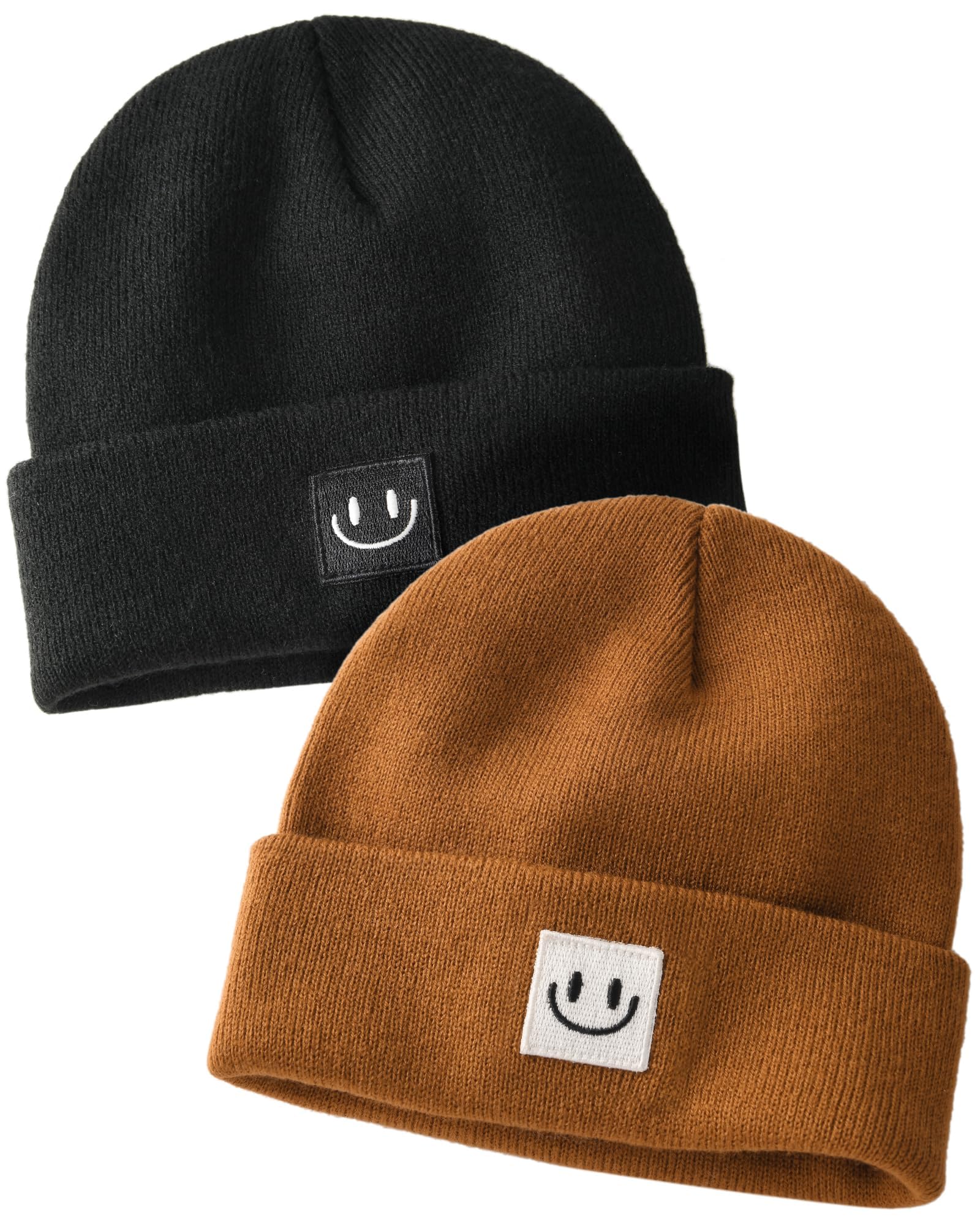FURTALK Baby Beanie Cute Toddler Winter Hat Knit Boys Girls Warm 2 Pack Kids Embroidered Beanies Cap for