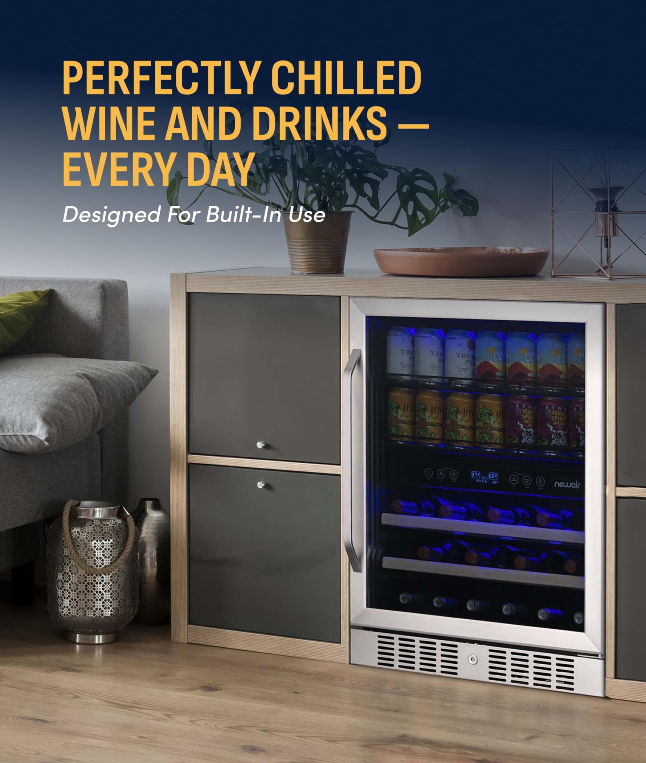 NewAir 24" Dual Zone Beverage Refrigerator & Wine Cooler for 20 Bottles & 70 Cans | Freestanding or Built-In Under Counter Mini Fridge for Beer, Wine and Soda | Stainless Steel on Fridge.com