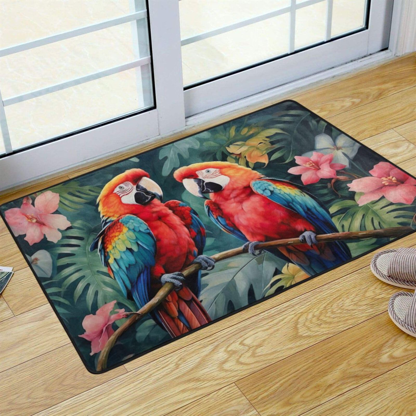 UMIRIKO Parrot Tropical Flower Kitchen Rug Mats Anti Fatigue Non Slip Mats Kitchen Mats for Floor Kitchen Decor 36x24 Inch 202a4669