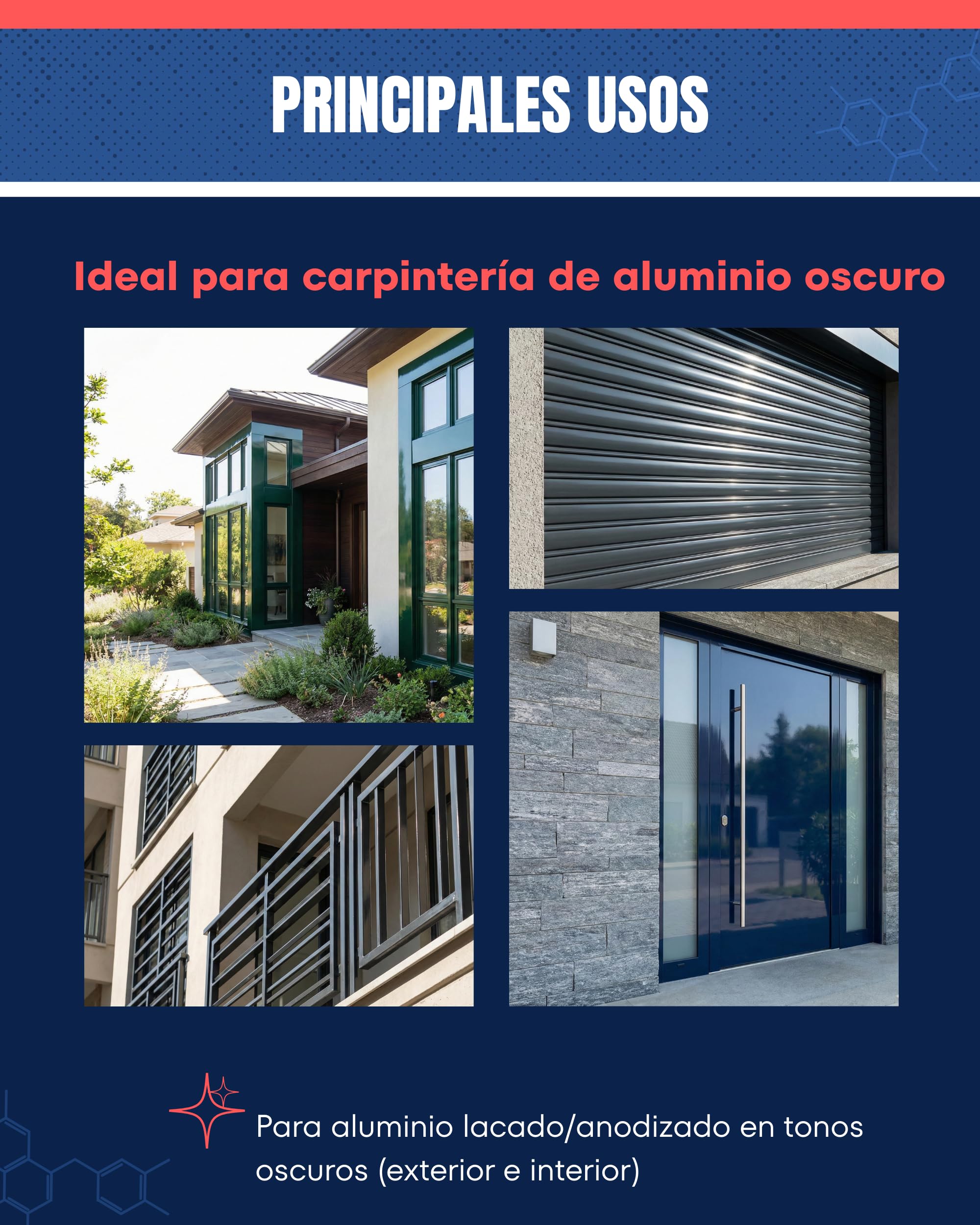 SLIKEM 1L - Restaurador Reparador Aluminio Lacado Oscuro con Silicona – Recupera Color y Brillo – Ventanas Puertas Persianas – Hidrofugante Antisuciedad