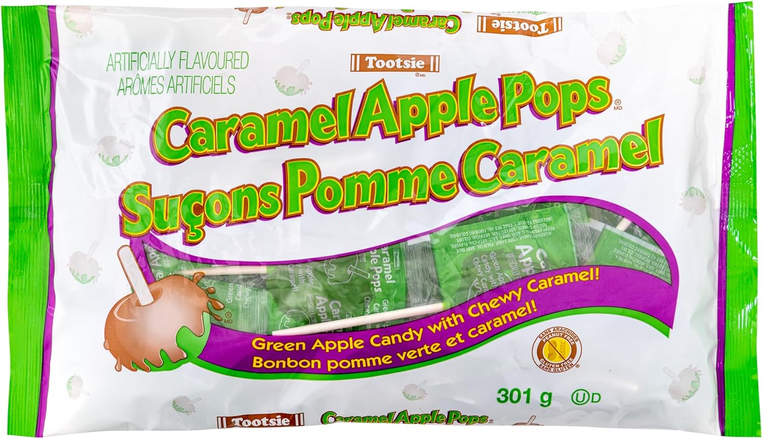 Tootsie, Caramel Apple Pops Green Apple Candy with Chewy Caramel, 301g Amazon.ca Grocery