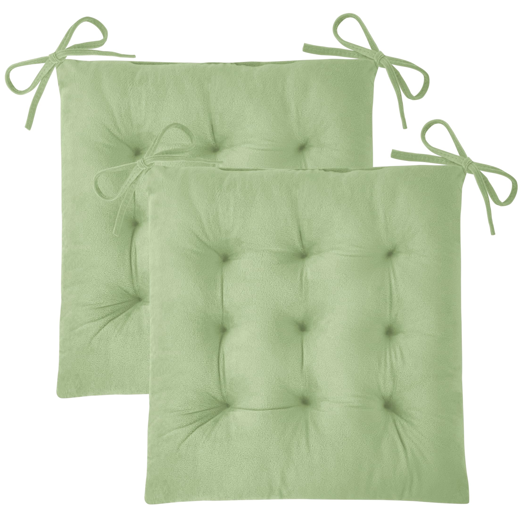 FlyGulls Seat Cushions for Dining Chairs Set of 2 39x39x6 cm Sage Green