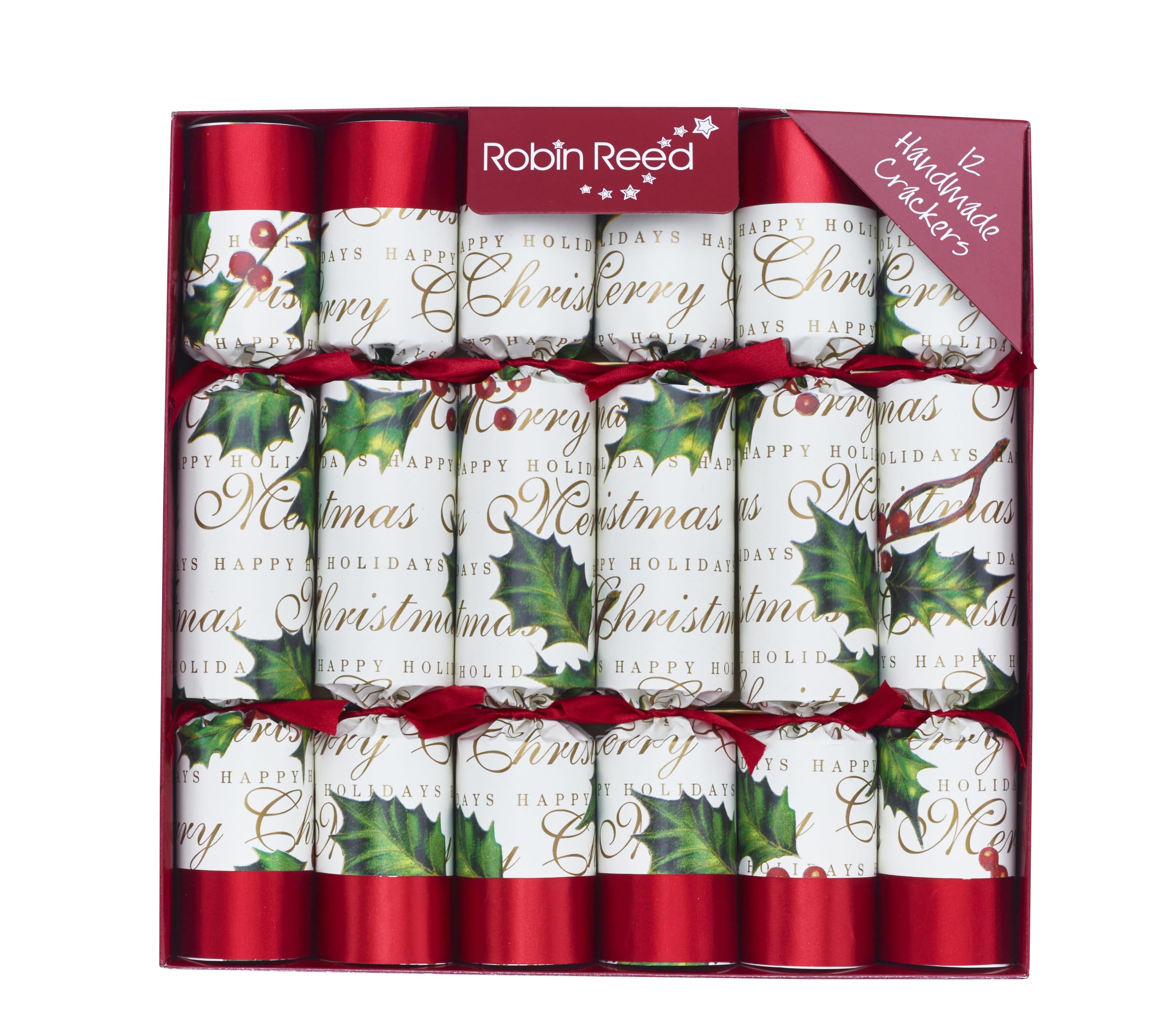Robin Reed Red 12 X 12" Schleifen Und Beeren Weihnachtsknallbonbons (Knallbonbon)