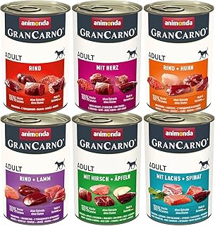 animonda GranCarno Adult Herzhafte Variation (6 x 400 g), Hunde Nassfutter für ausgewachsende Tiere, Nassfutter für Hunde mit 100% frischen, fleischlichen Zutaten, Hundefutter ohne Getreide product image