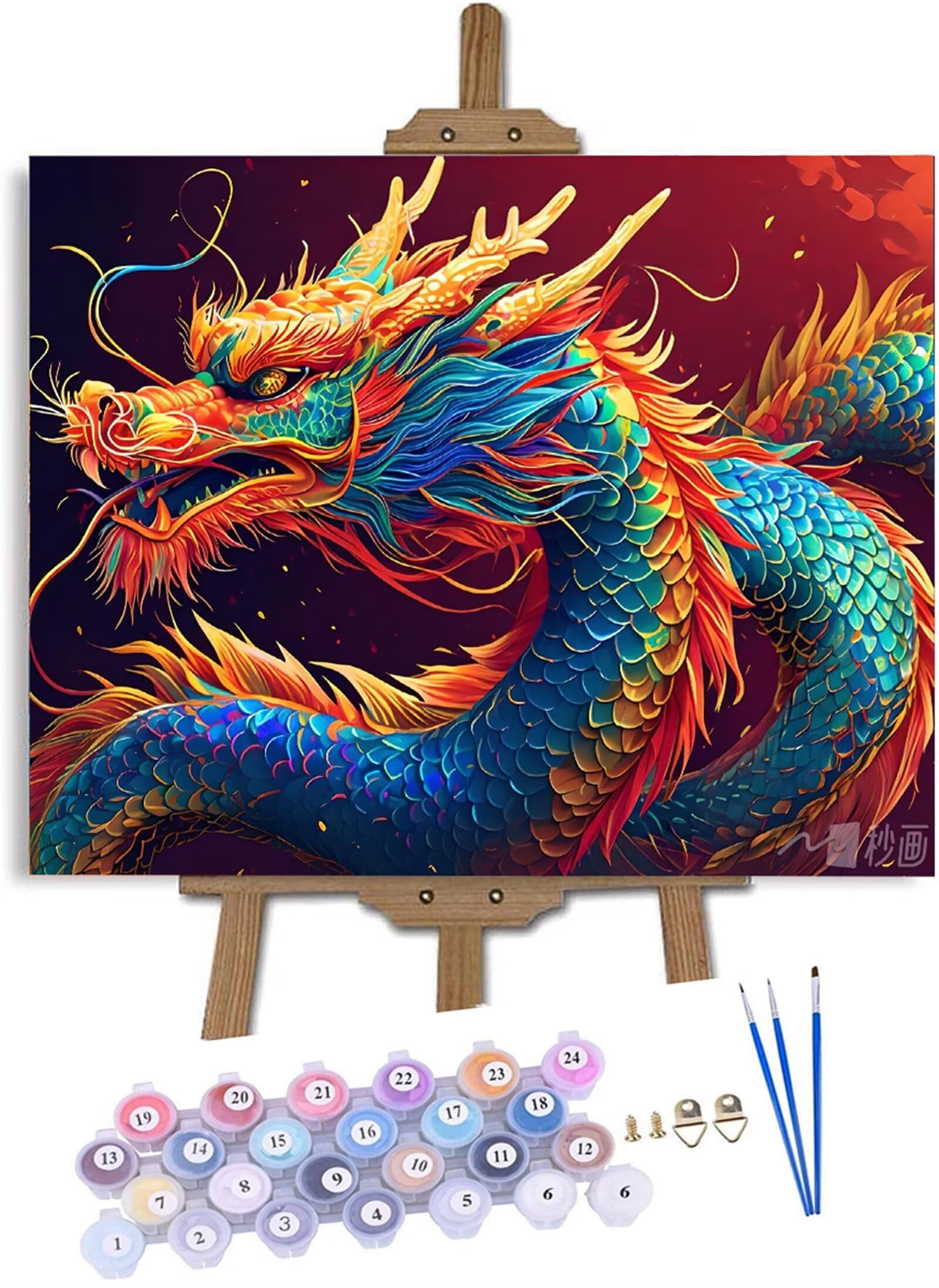 Amazon.co.jp: DIY 数字油絵 カラフルなドラゴン ペイントバイナンバー