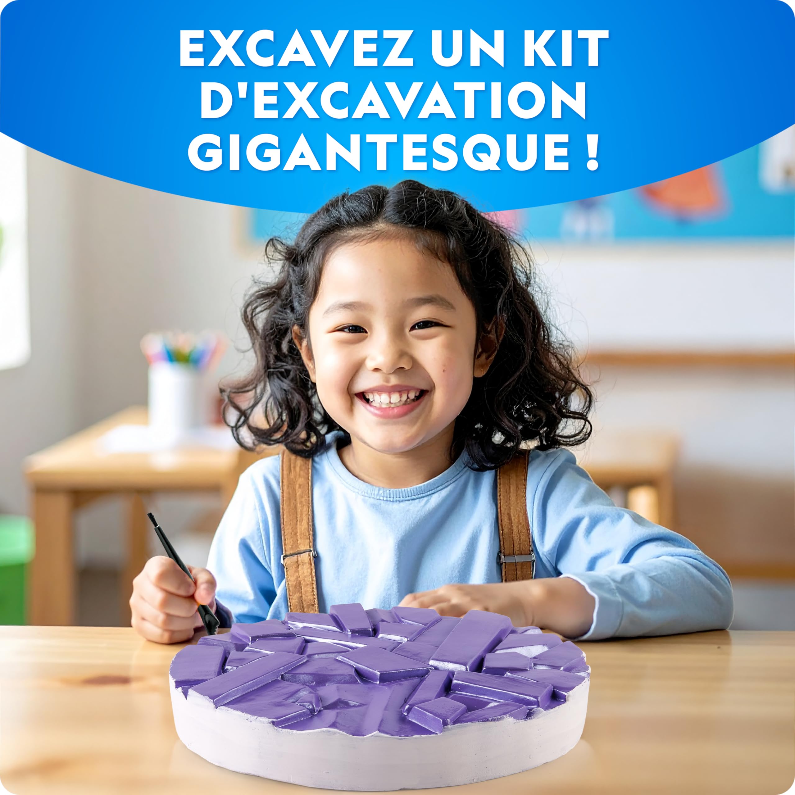 National Geographic Méga Coffret d’Extraction de Gemmes – Déterre 100 Véritables Gemmes dans Un Grosse Brique, Kit de Minéralogie pour Enfants, Activité STEM avec Outils & Guide Illustré