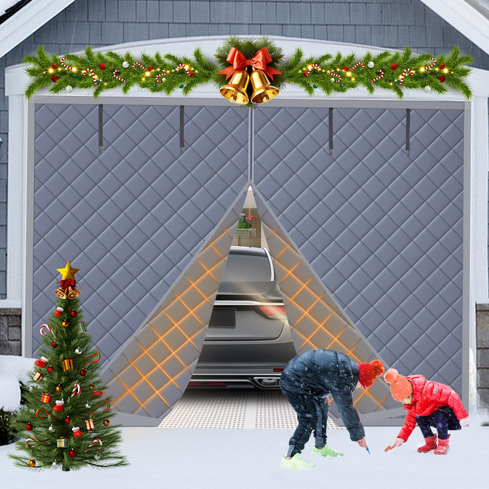 Garage Door Cover Garage Insulation Kit Insulated Garage Door Screen for Winter Garage Door Insulation Kit 1 Car Made of Oxford and Thicken Cotton for Thermal Insulation Soundproof (9 * 8Ft)