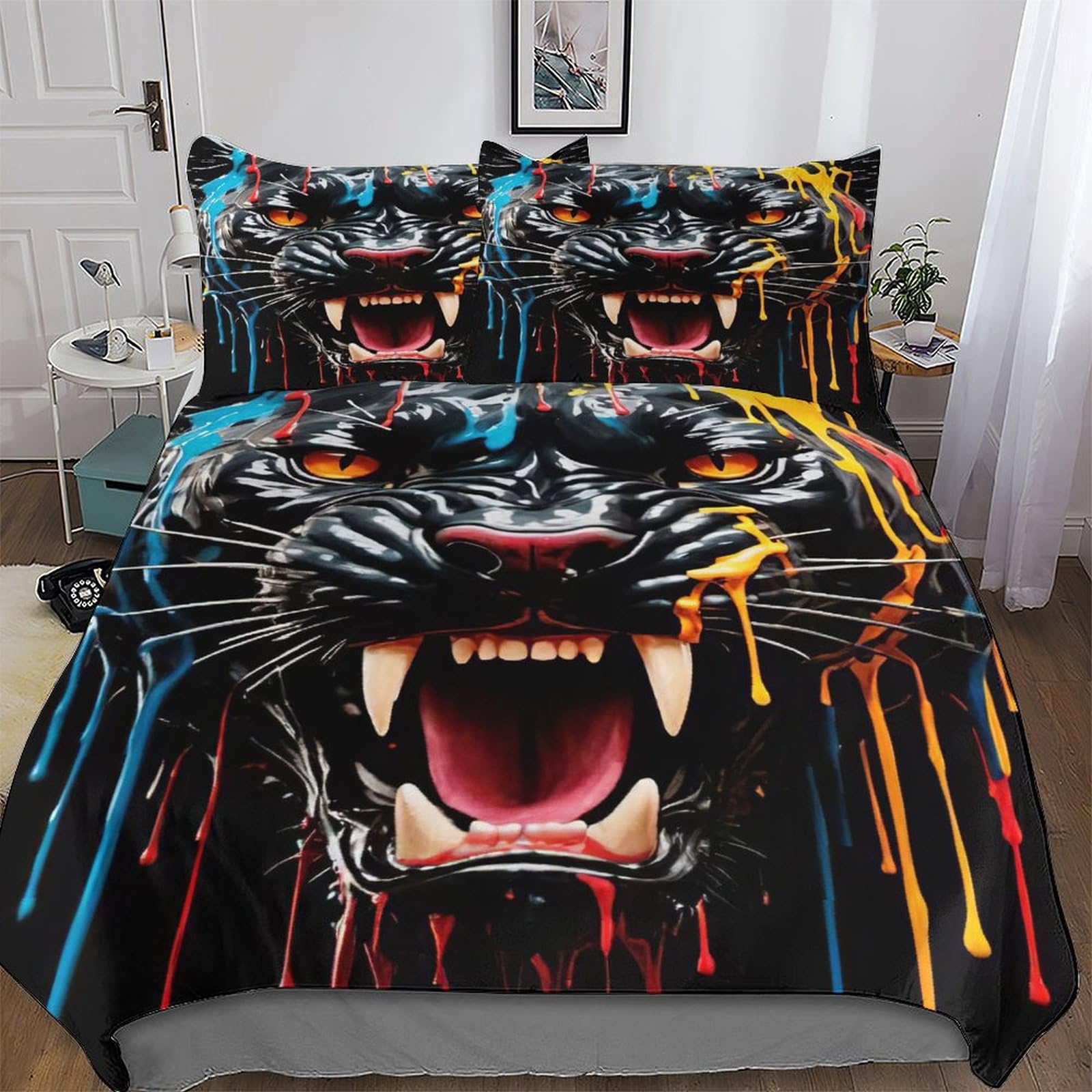 Parure de lit léopard 3 pièces housse de couette 220x240 pour enfants et adultes