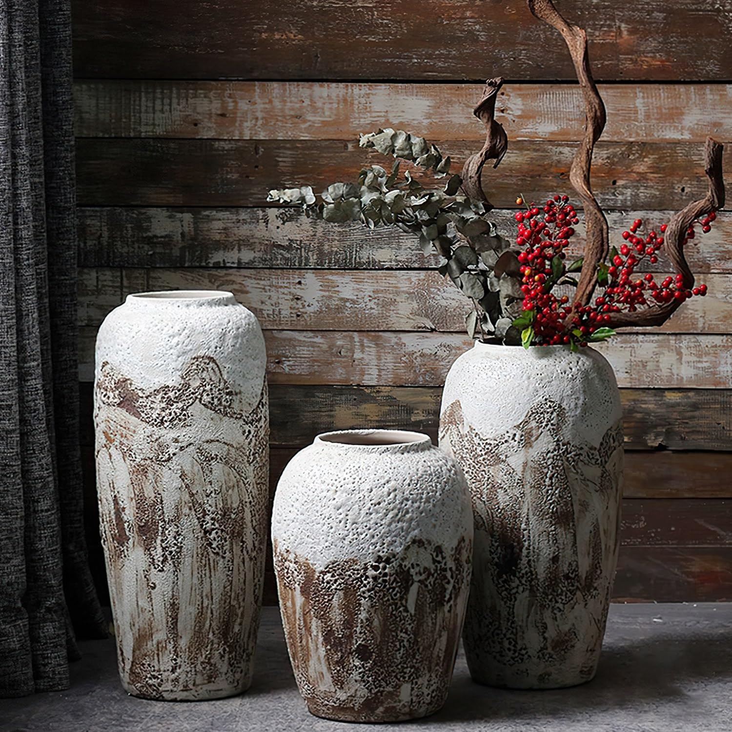 JIDOFUE Witte Keramische Vaas Vloervaas 60 cm/24 inch hoog Vloer Bloemvaas Houder Decoratieve Grote Vazen voor Tafel Tafeldecoraties Regal Huisdecoratie Woonkamer Gedroogde Bloemen Arrangement
