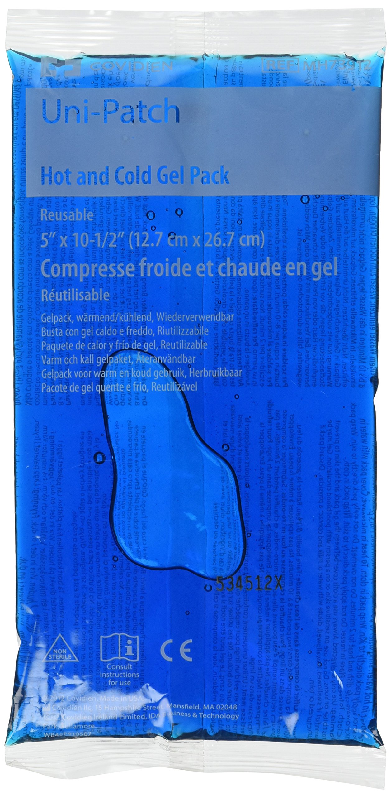 COVIDIENMH73912 Uni-Patch Reusable Hot and Cold Gel Pack, 5" x 10.5" Size, Medium (Pack of 12)