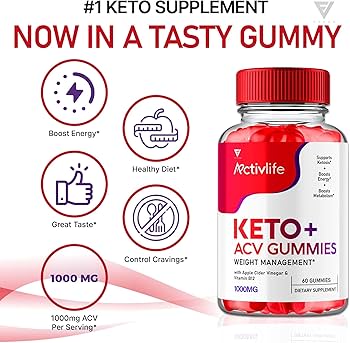 Activelife Keto ACV Gummies Active Life Advanced Apple Cider Vinegar Vitamin Supplement Formula (60 Gummies)