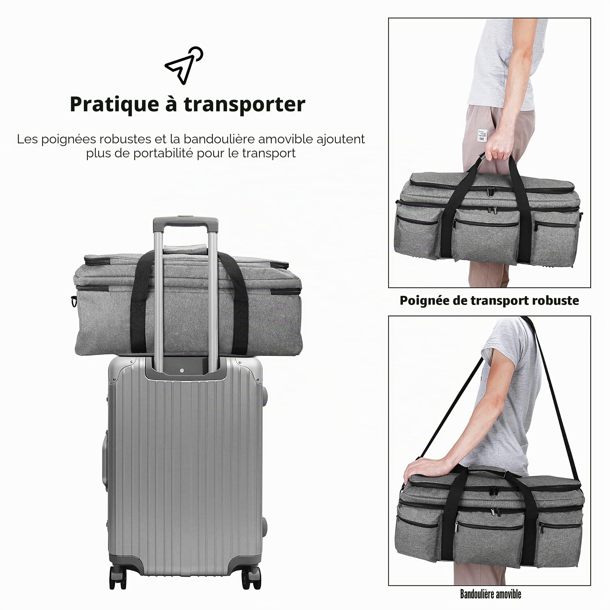 ProCase Sac pour Cricut Maker 3 Explore 3 Explore Air 2/Air Silhouette Cameo 4/3 Traceur Bag Sac de Rangement Robuste Sac de Transport pour perforatrice - Gris, Gris, Fonctionnelle, Robuste, Sportive