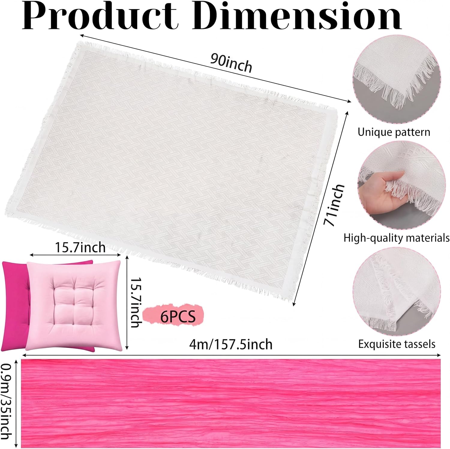 14 Pcs Picnic Paint Party Kit Picnic Set, 90 Inch, Red&Pink image 5