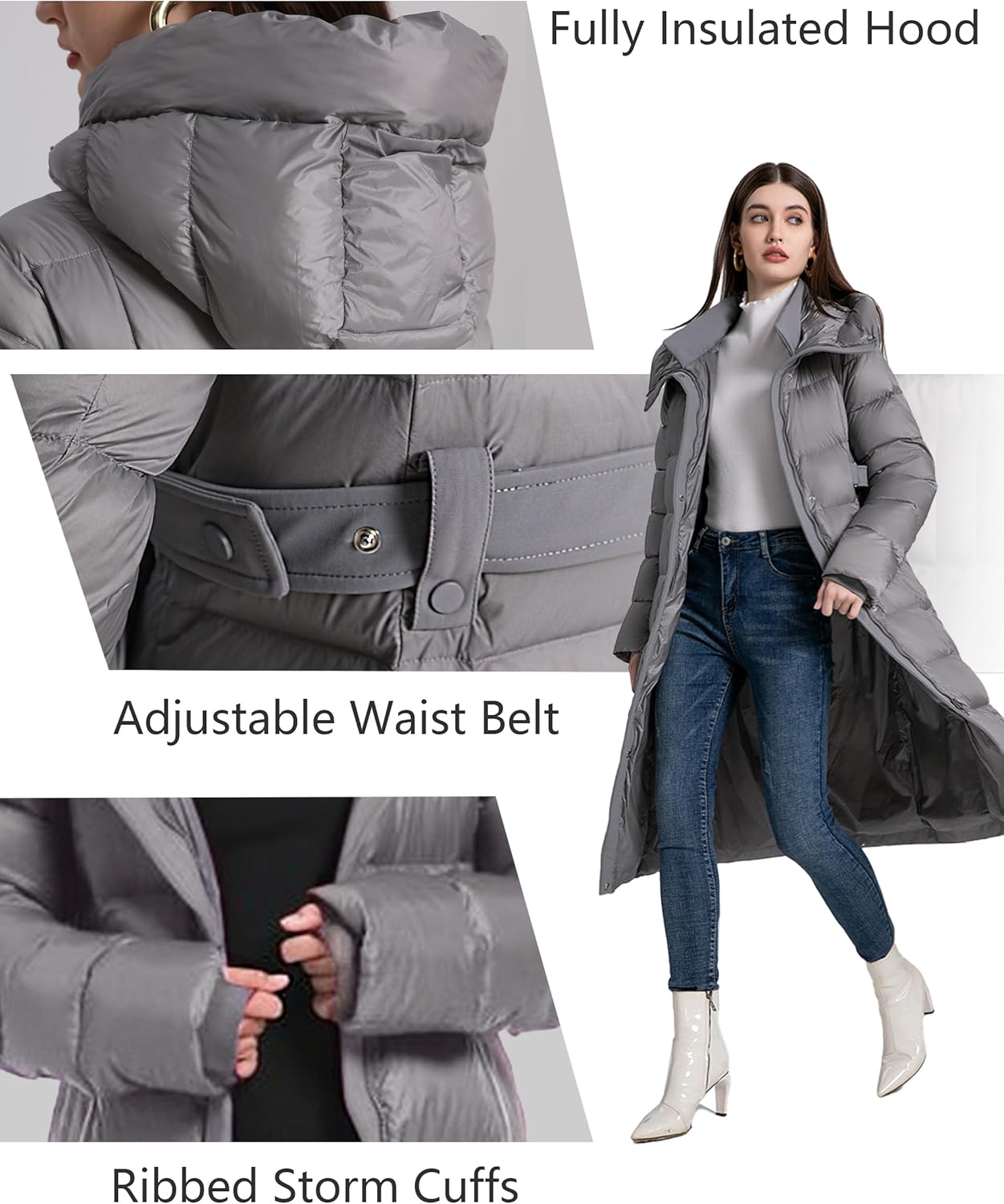 Women's Winter Full Length 800 Fill Duck Down Coat,Plus Size Long Puffer Jacket Parka for Ladies,Hooded,Thickened - Image 5