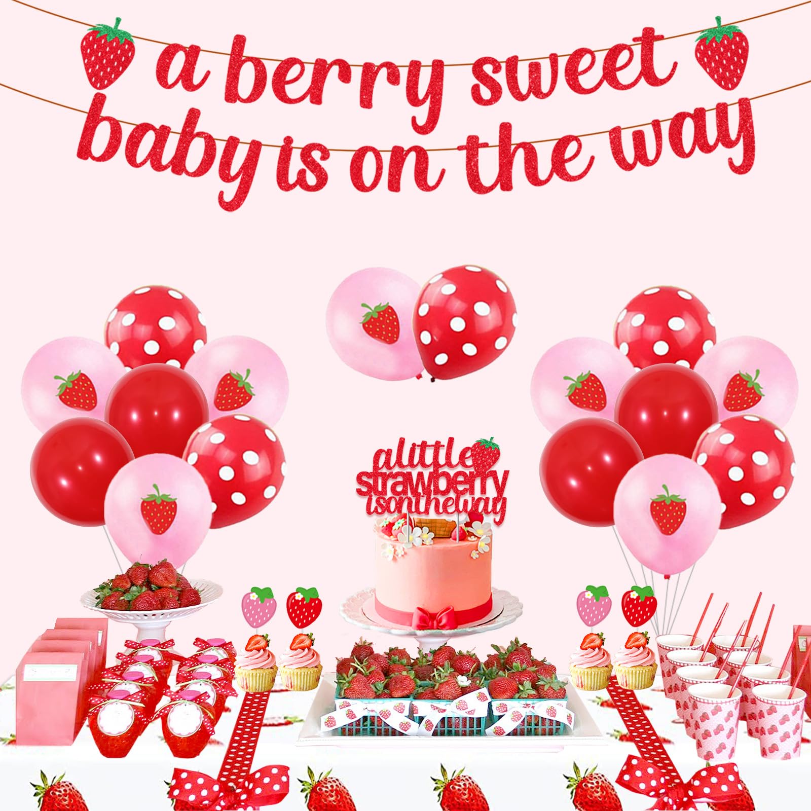 Merino Wool Socks Avezano Strawberry Baby Shower Banner - Berry Sweet Baby Welcome Door Decorations Outdoor Performance Socks