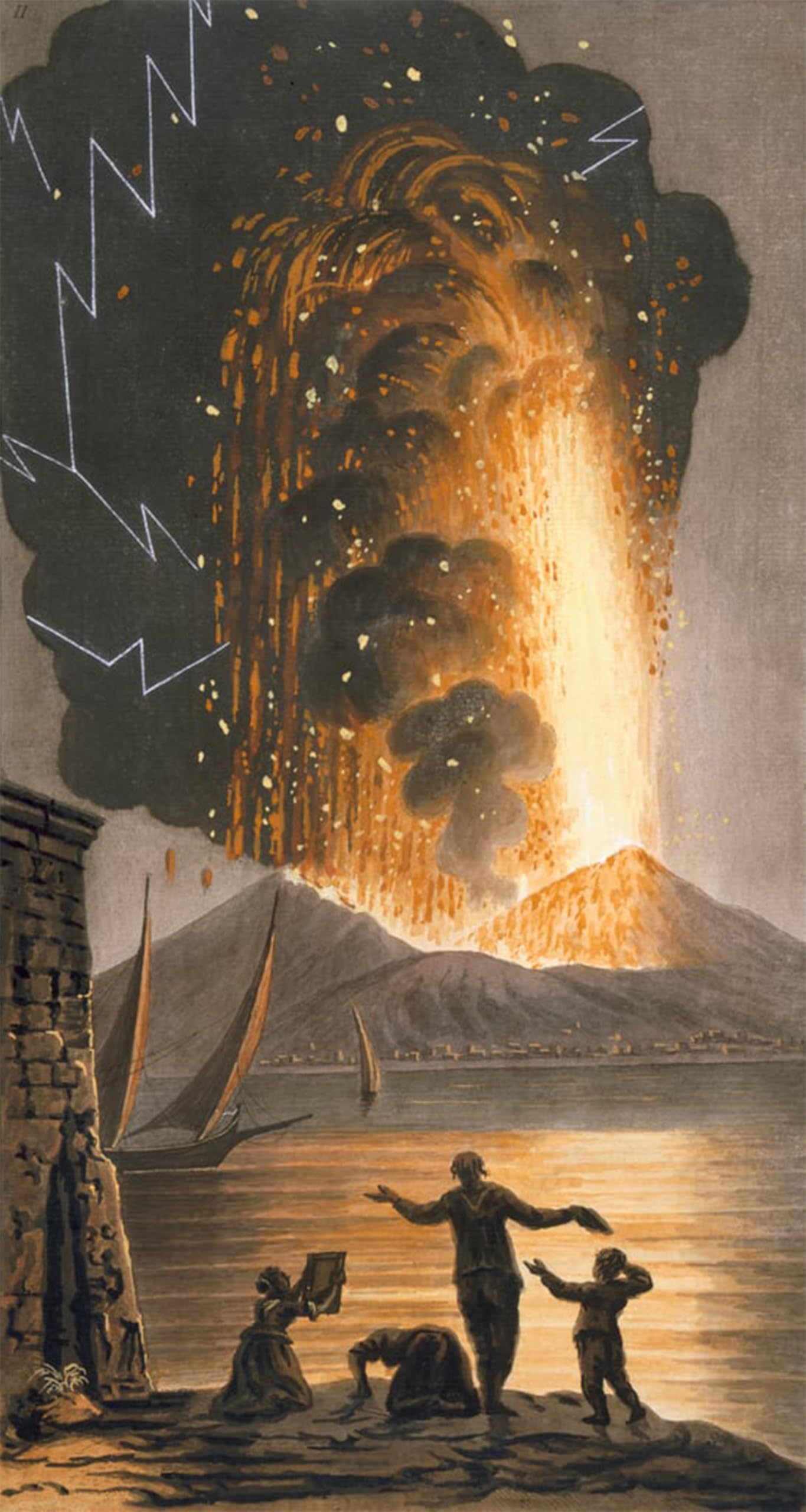 ARTXLXXBN Famous Prints Artwork Pictures Poster Painting Art View of the Great Eruption of Mount Vesuvius on Sunday Night August by Pietro Fabris Artwork Landscape Pictures for Home Decor 60x90cm