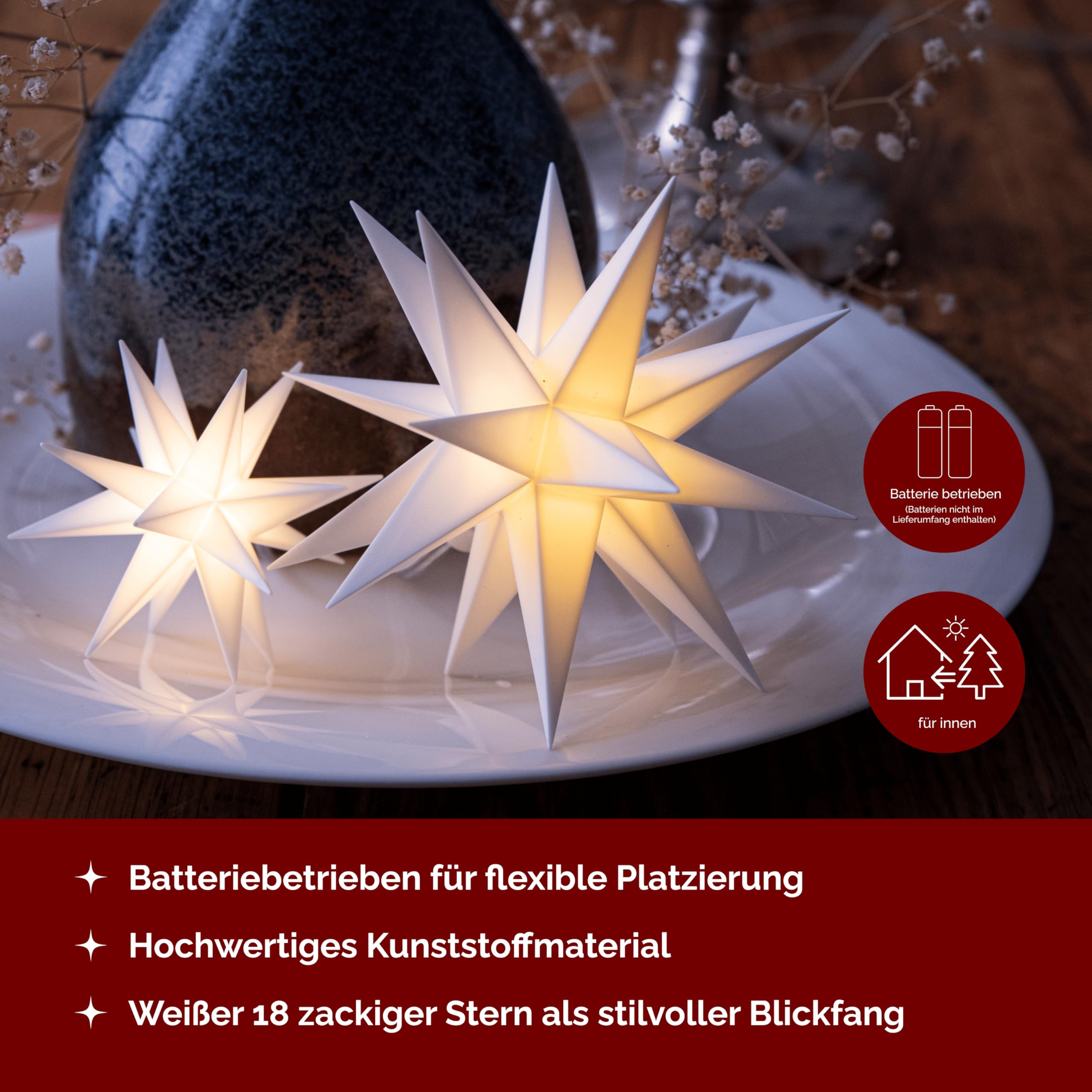 Deco-Trend Kunststoff-Stern Mini, wei : Amazon.de: Beleuchtung