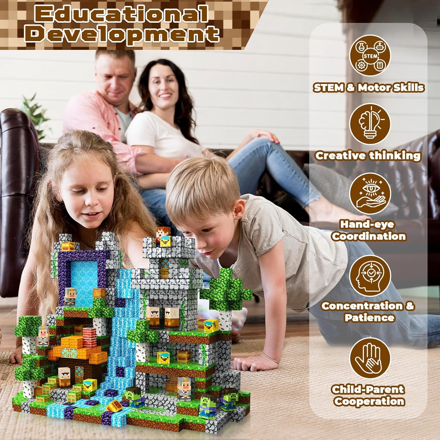 Magneverse Costruzioni Magnetiche per Bambini 200 Pezzi - Magnetic Building Blocks Set Avventura nella Foresta - Giocattoli Montessori STEM per Bambini 3+ Anni - Regalo Creativo per Ragazzi e Ragazze