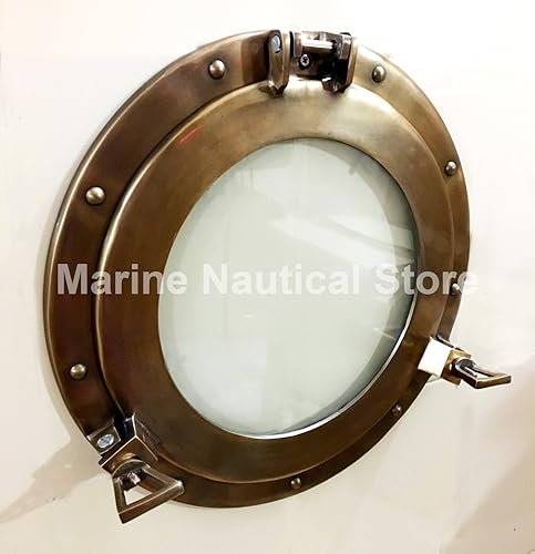 Marine Nautical Store Antique Canal Boat Porthole-Window Ship Round Glass Wall Decor Porthole (15" inches)