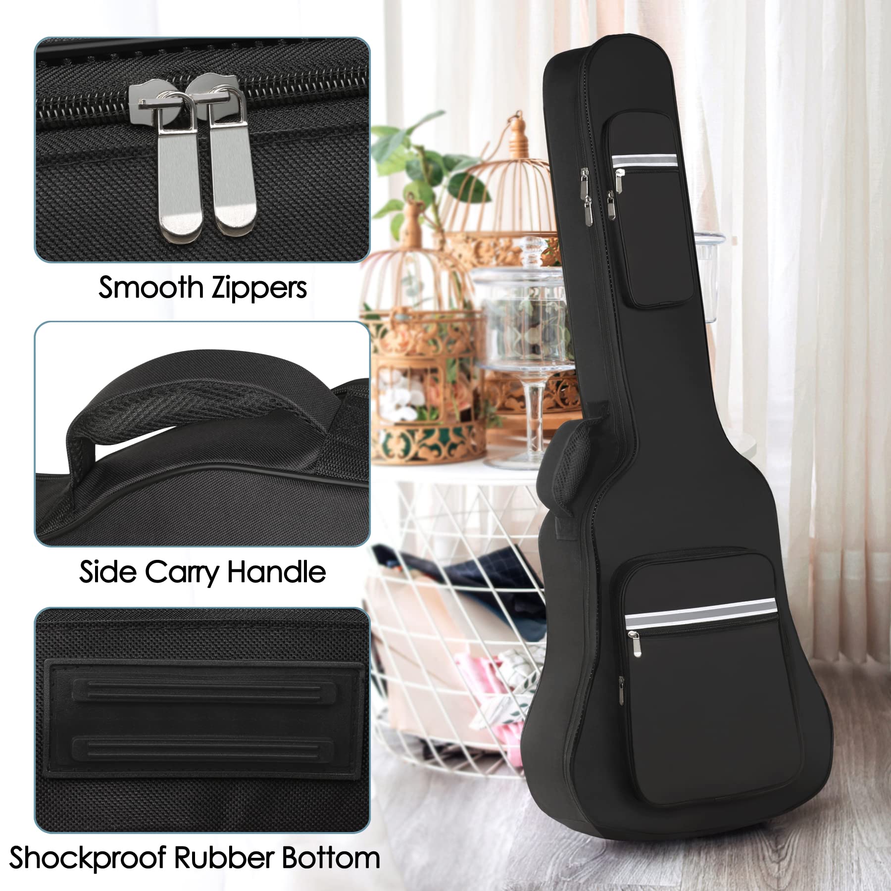 TRIXES Sac pour Guitare électrique 40", Noir, Rembourrage 12 mm, Accessoires de Guitare, équipement Musical, Sacs pour Guitare, Musiciens, Guitare électrique
