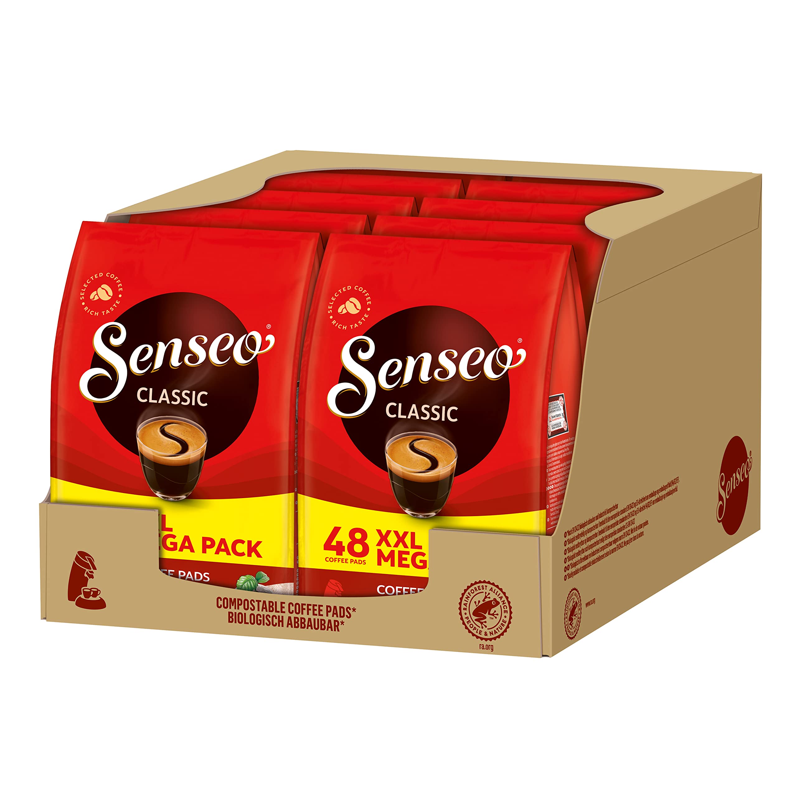 Senseo Pads Classic, Megapack XXL, 480 cápsulas de café, certificado de uso, 10 x 48 bebidas